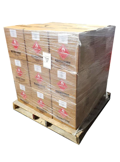 Pictured here is a bulk pallet load of 70% food grade
ethanol packaged in 36 cases, each case containing four 1
gallon bottles, 144 bottles total. Lab Alley sells two types
of 70% Ethanol (140 proof ethyl alcohol) products in bulk
quantities and sizes. One product is 140 proof (70%) non-
denatured food grade alcohol and the other product is 140
proof (70%) denatured ethyl alcohol.